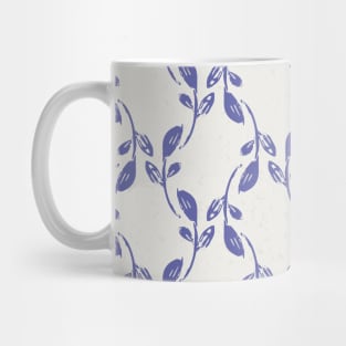 Purple leaves over beige gray background Mug